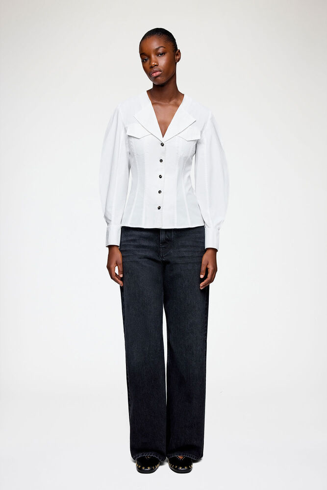 Shirt in White Cotton, Bright White