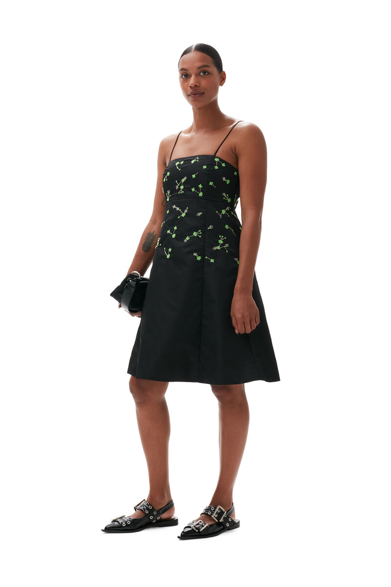 Nylon Mini Dress, Nylon, in colour Black - 1 - GANNI