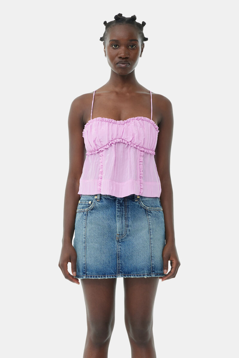 Jupe Sparkle Logo Denim Mini, Cotton, in colour Tint Wash - 2 - GANNI