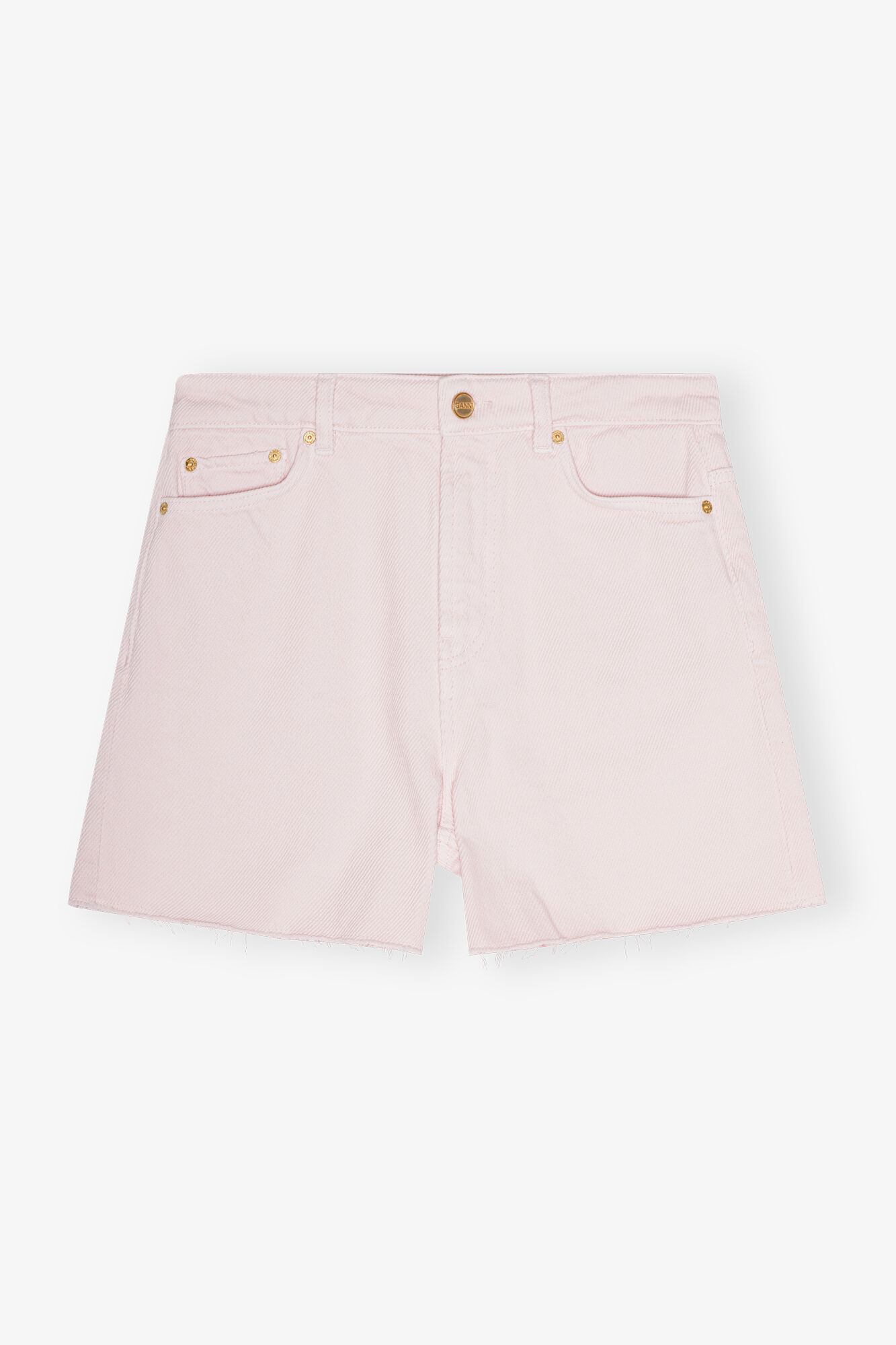 Light Pink Denim Shorts, Cotton, in colour Mauve Chalk - 1 - GANNI