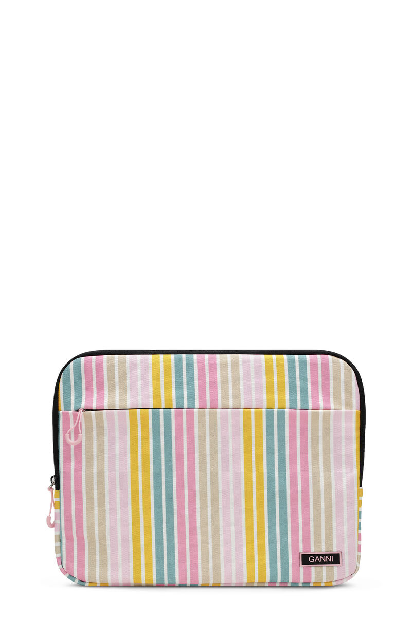Striped Laptop Sleeve 13", Cotton, in colour Multicolour - 1 - GANNI