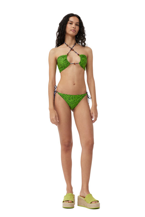가니 수영복 (비키니 상의) GANNI Recycled Printed Open Bandeau Bikini Top,Tender Shoots