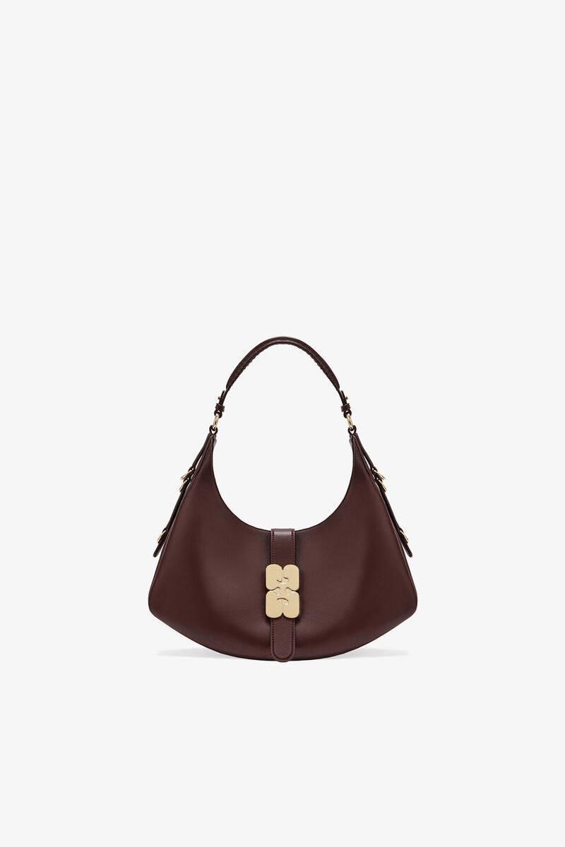 Lille brun Kat taske, Recycled Leather, in colour Chicory Coffee - 1 - GANNI