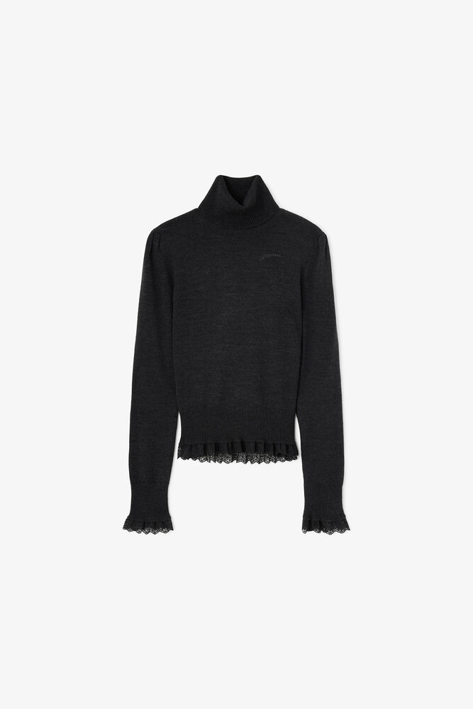 Turtleneck in Lace Merino, Phantom