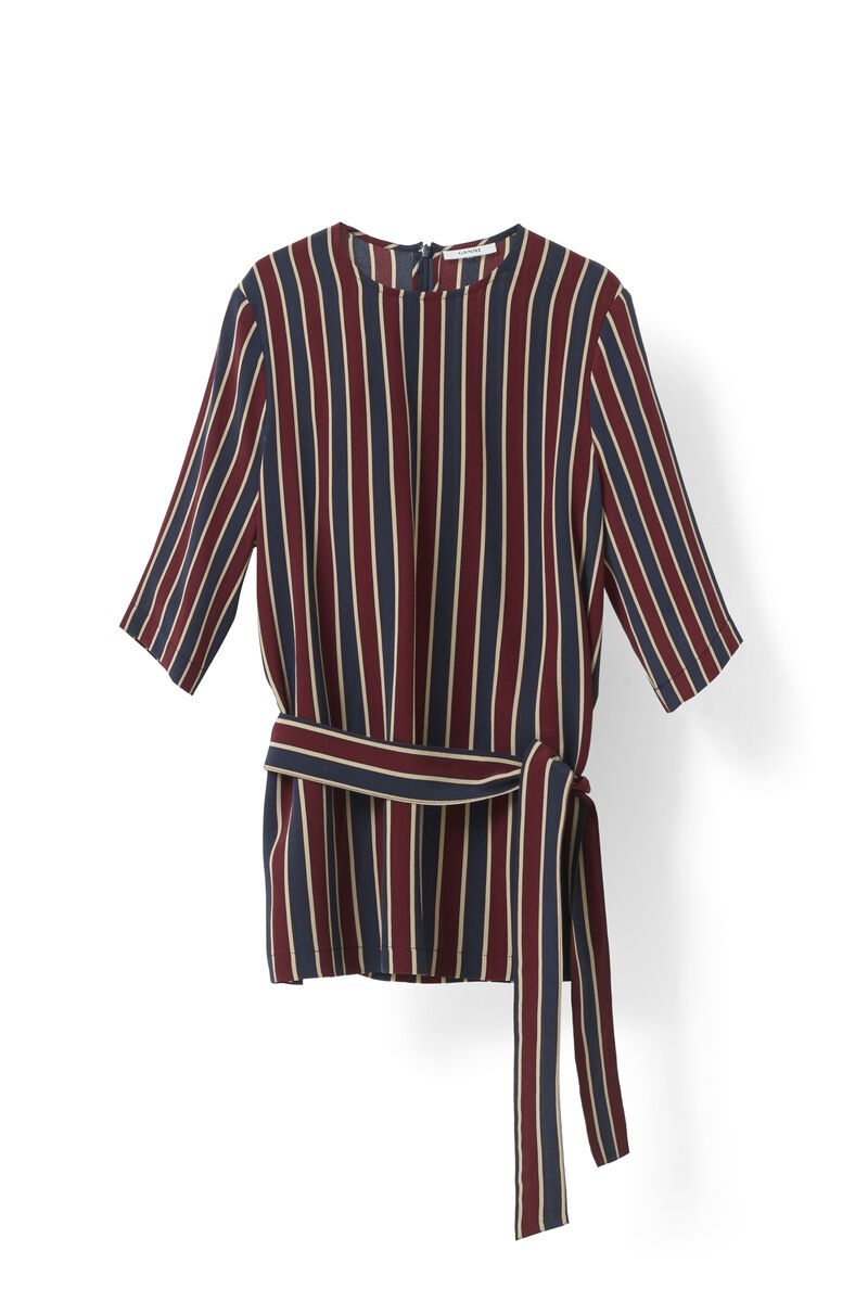 Donaldson Silk Blouse, in colour Cabernet Stripe - 1 - GANNI