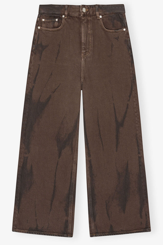 Baggy Wide Jeans i overfarget denim, Chicory Coffee