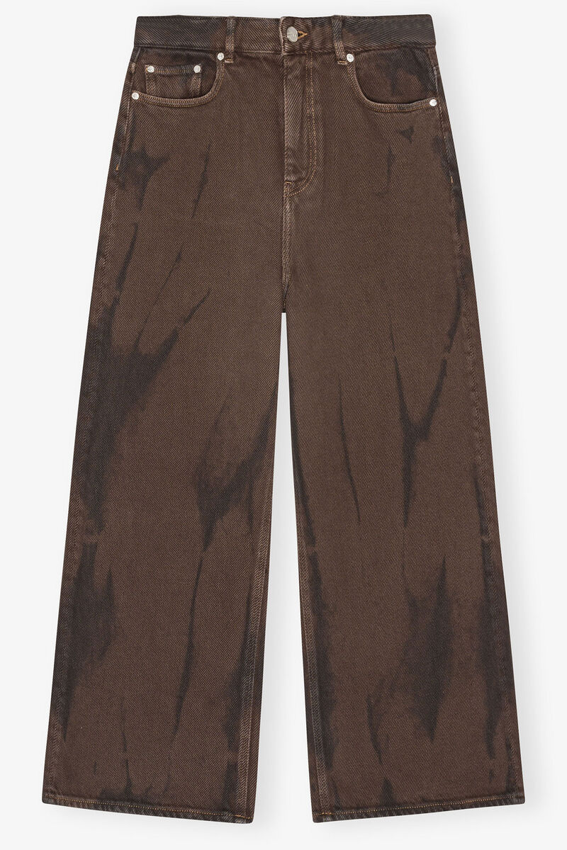 Baggy Wide Jeans in Overdyed Denim, Organic Cotton, in colour Chicory Coffee - 1 - GANNI