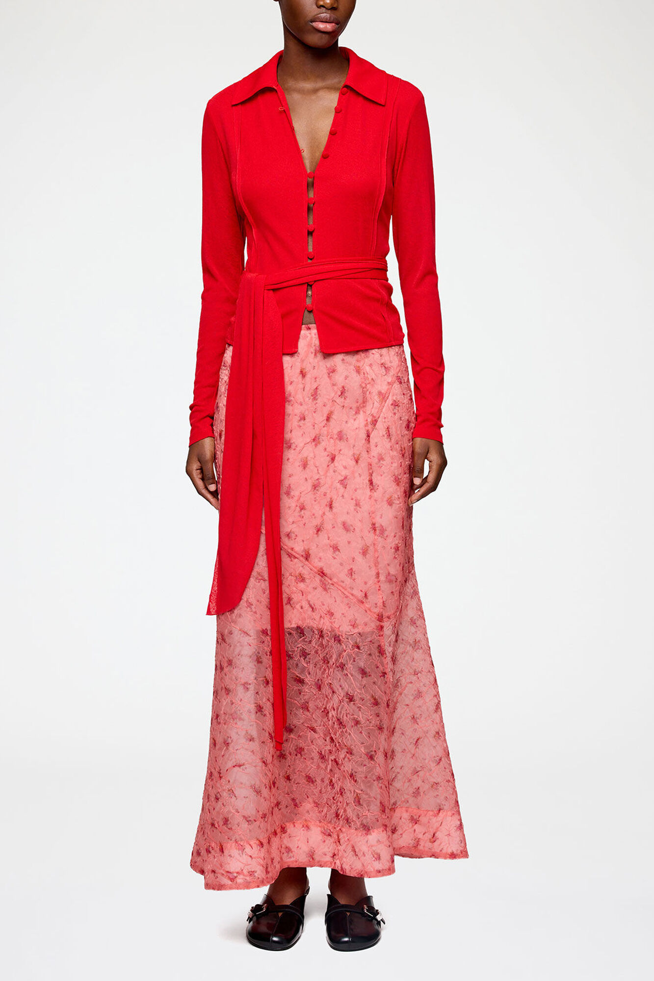 Skirt in Printed Shibori Organza, Recycled Polyester, in colour Lantana - 1 - GANNI