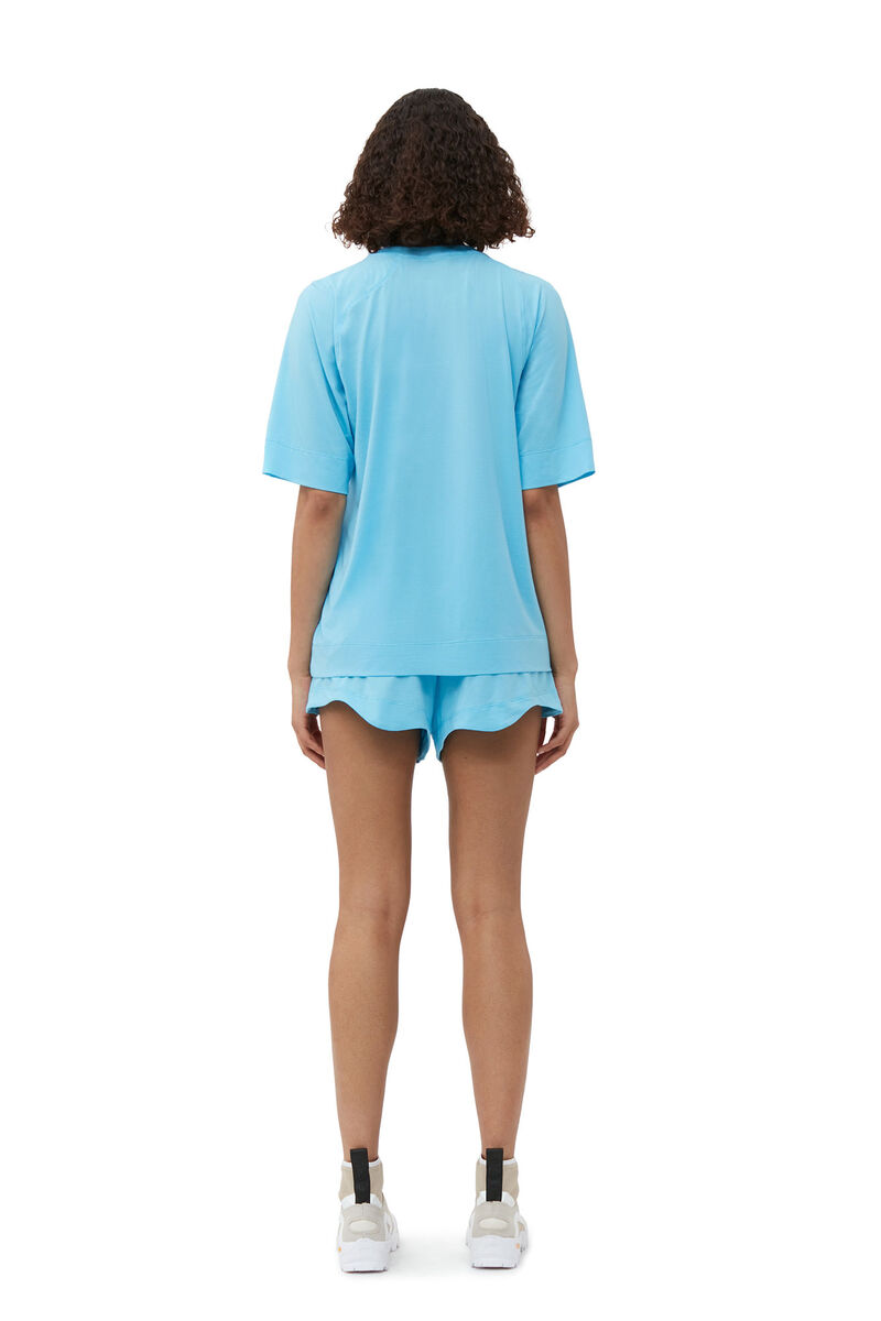 Active Mesh T-shirt, Elastane, in colour Ethereal Blue - 3 - GANNI