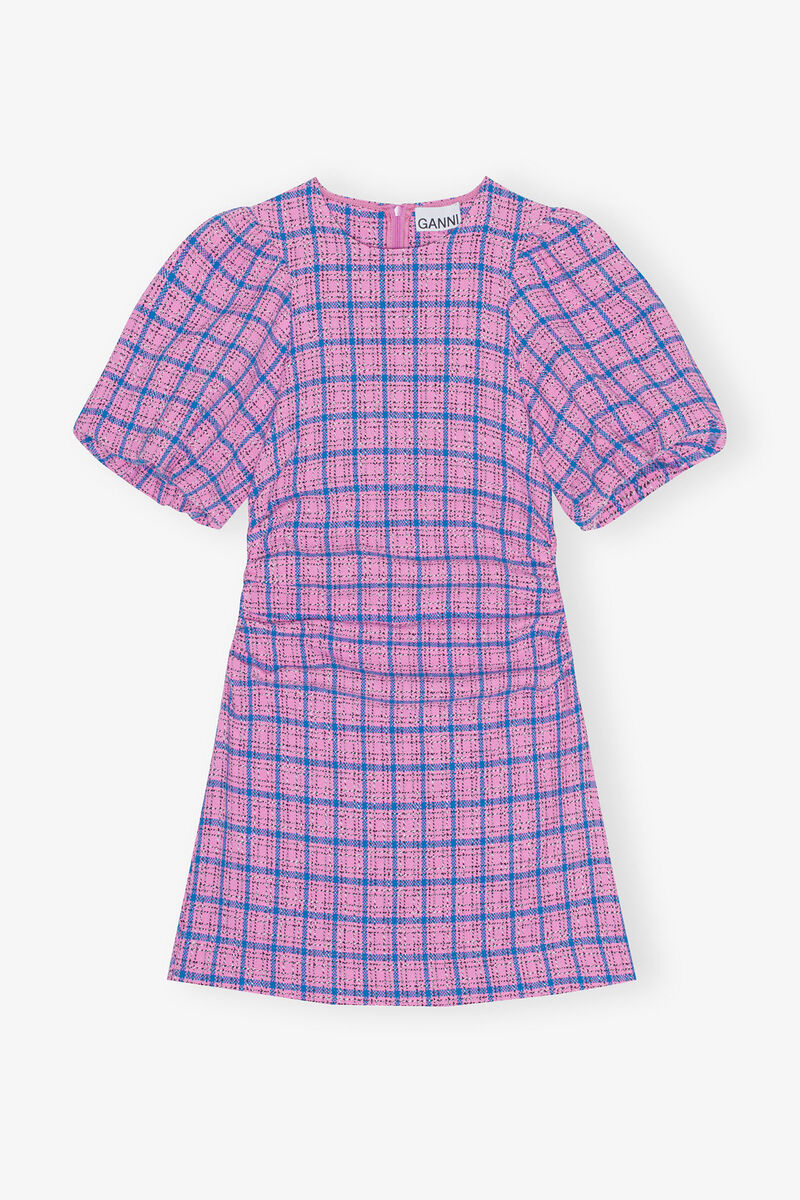 Check Suiting Mini Dress, Cotton, in colour Wild Orchid - 1 - GANNI