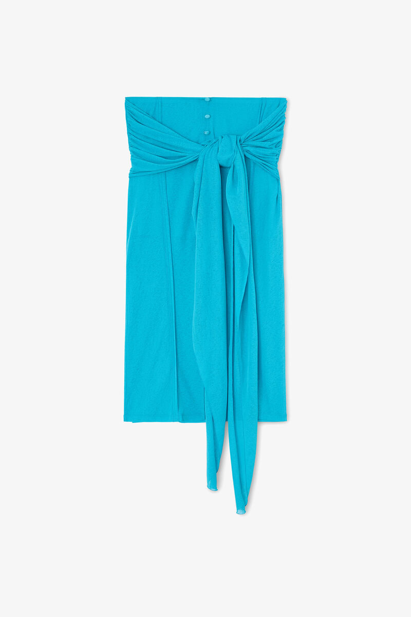 Long Skirt in Marl Mesh, Recycled Polyester, in colour River Blue - 1 - GANNI