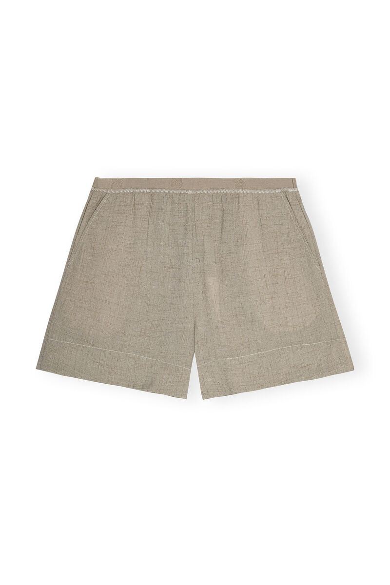 Grey Light Melange Suiting Elasticated-shorts, Polyester, in colour Alfalfa - 1 - GANNI