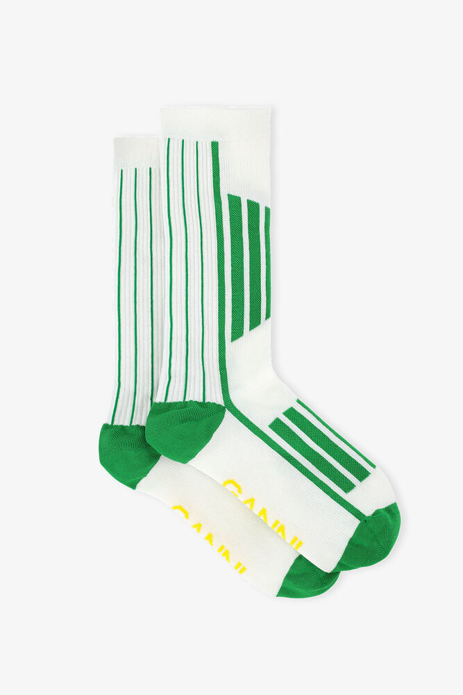 White/Green Sporty Socks, Kelly Green
