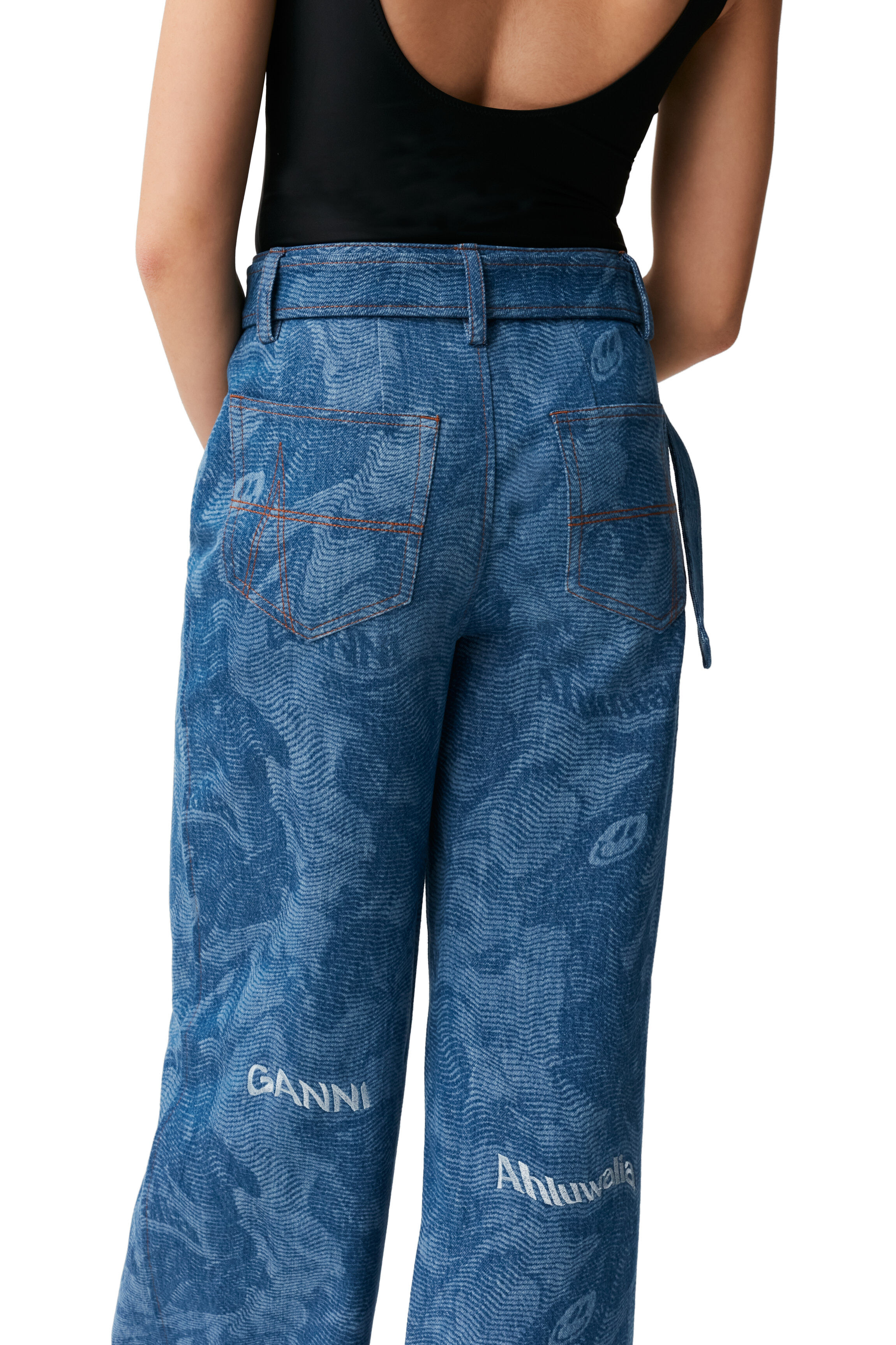 Light Denim Raka jeans med logga | GANNI SE