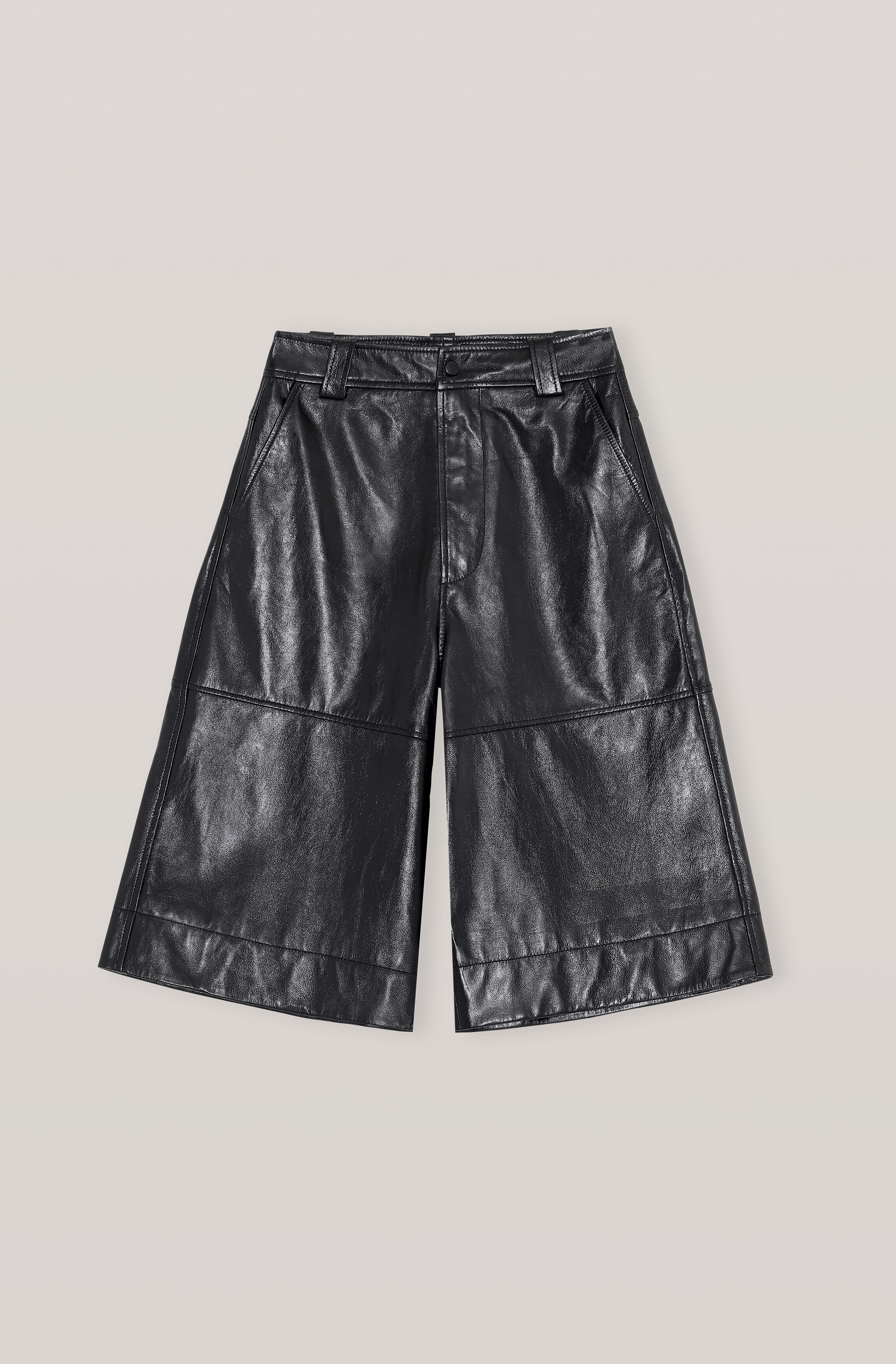 black leather high waisted shorts