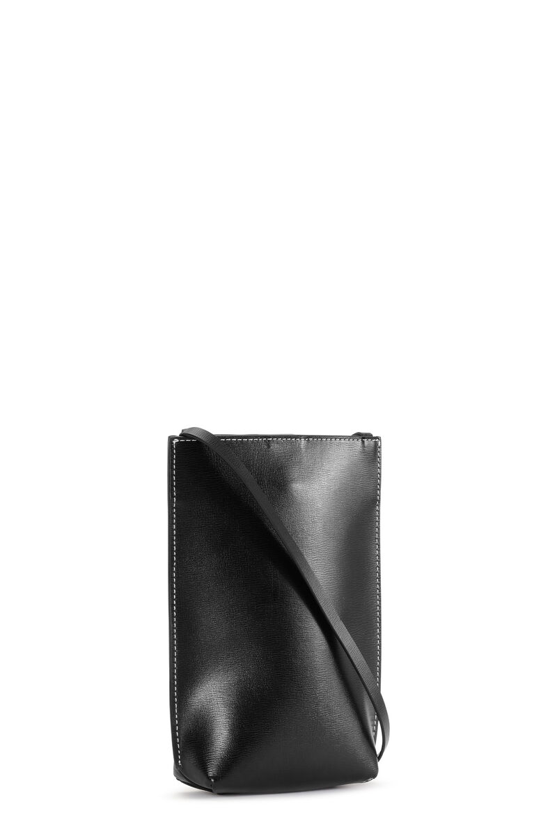 Small Banner Crossbody Bag, Recycled Leather, in colour Black - 2 - GANNI