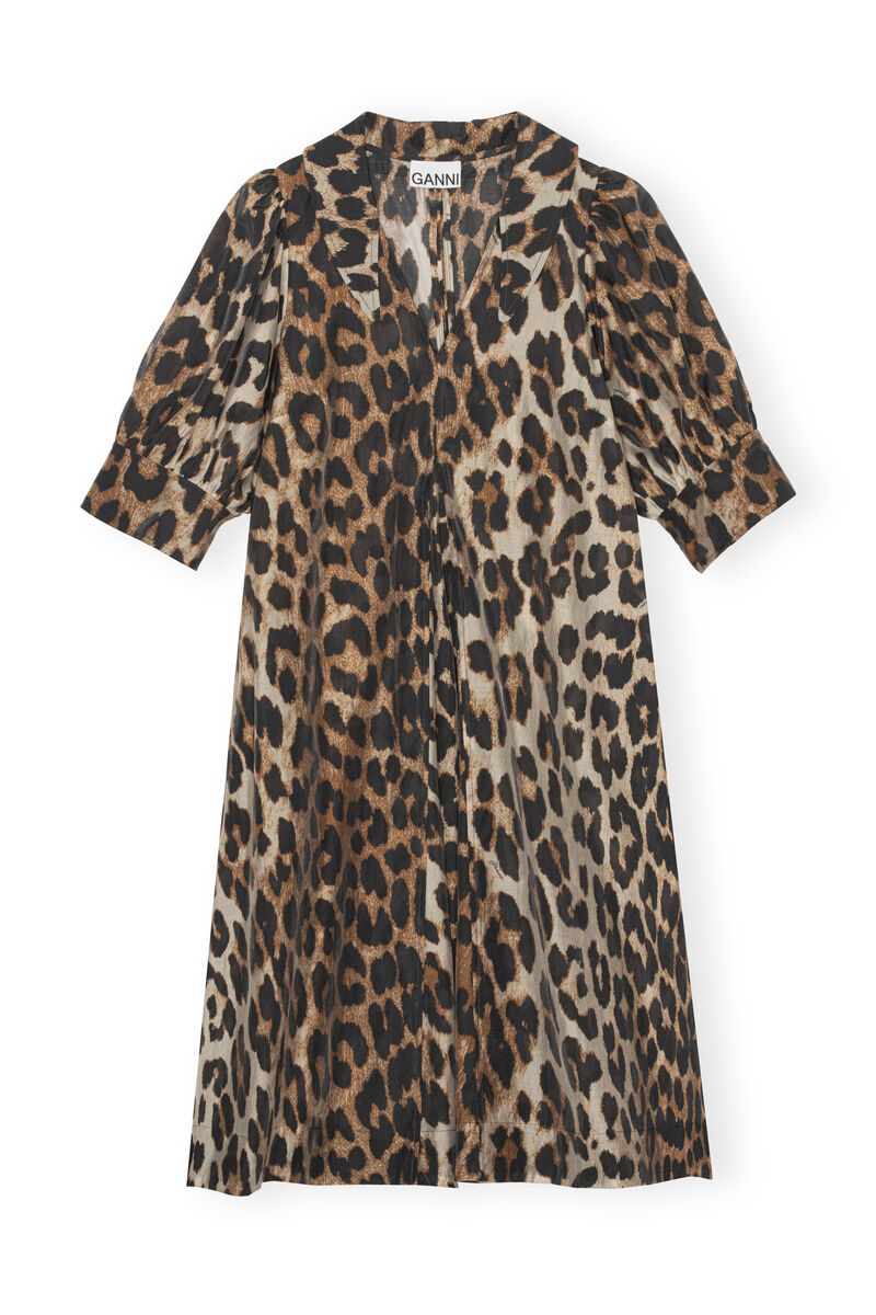 Leopard Midi Dress, Polyester, in colour Maxi Leopard - 1 - GANNI