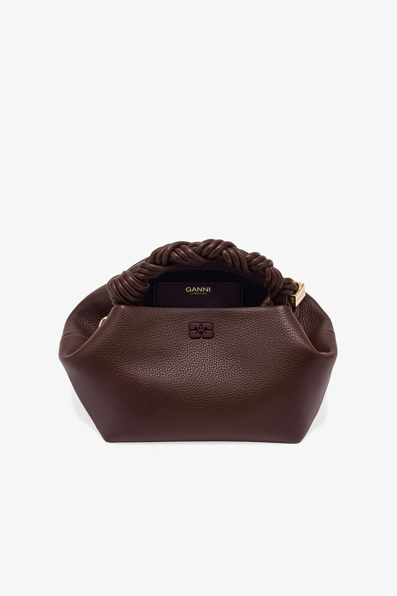 Petit sac marron grainé GANNI Bou, Polyurethane, in colour Chicory Coffee - 3 - GANNI