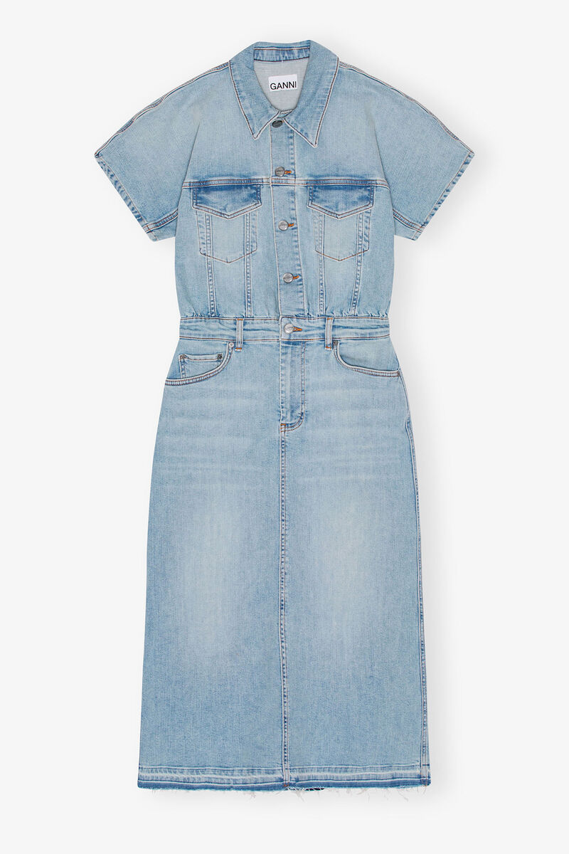 ALBERTA classy blue denim midi dress main image 0