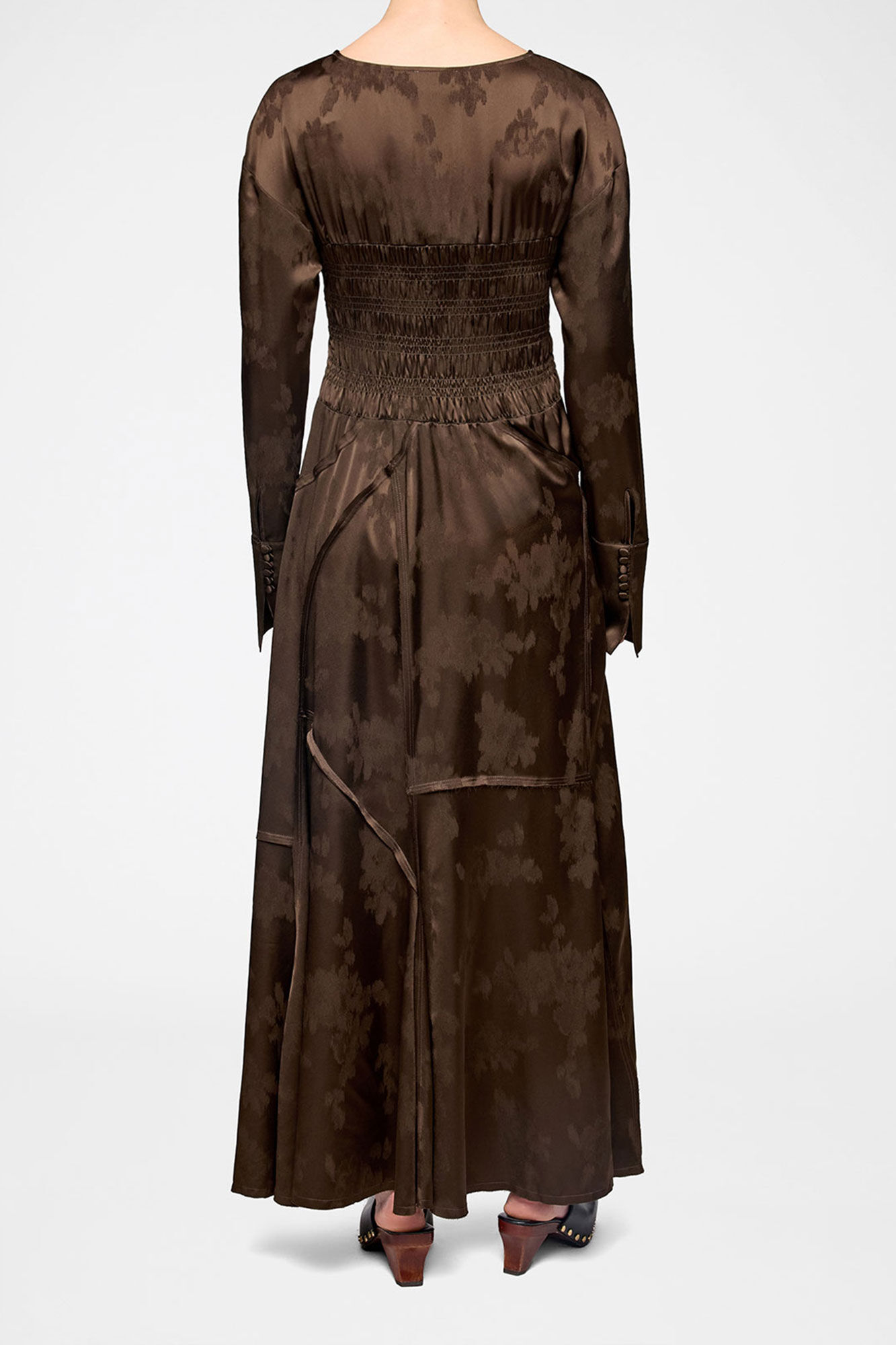 Robe en satin marron, Acetate, in colour Demitasse - 2 - GANNI