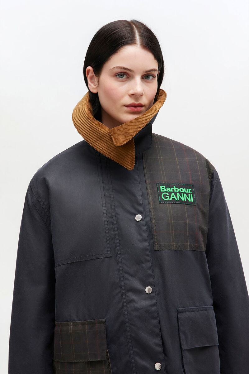 Waxed Jacket in Blue, Cotton, in colour Sky Captain - 3 - GANNI