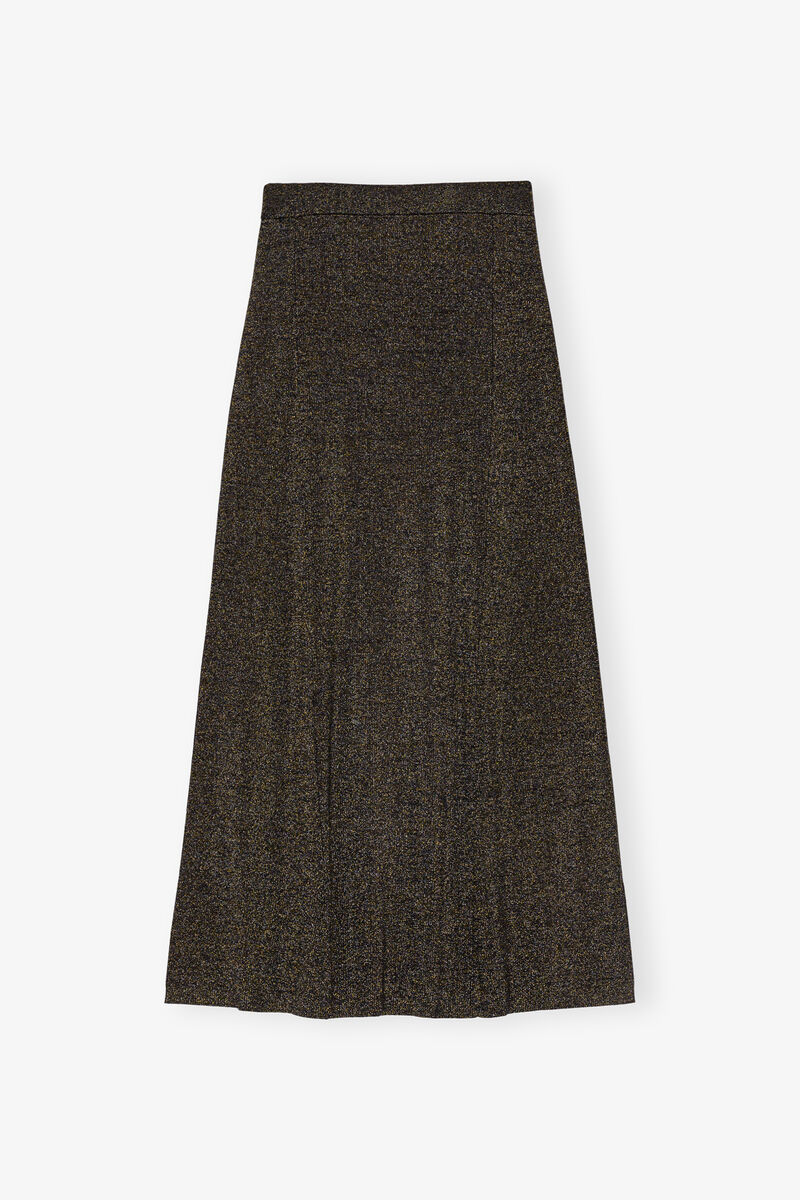 Black and Gold Sparkle Rib Maxirock, Elastane, in colour Multicolour - 2 - GANNI