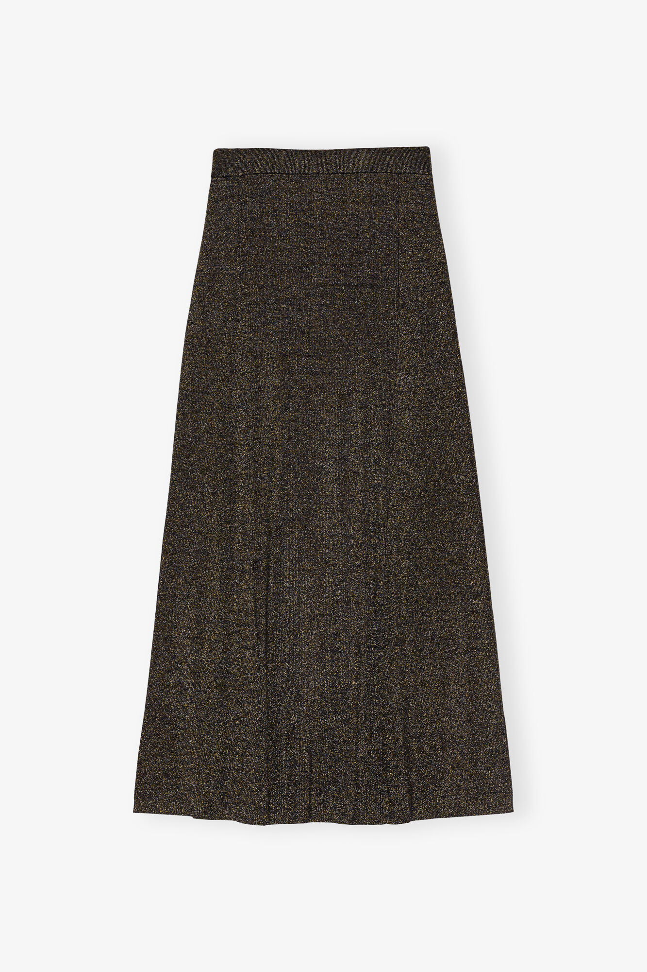Black and Gold Sparkle Rib Maxirock, Elastane, in colour Multicolour - 2 - GANNI