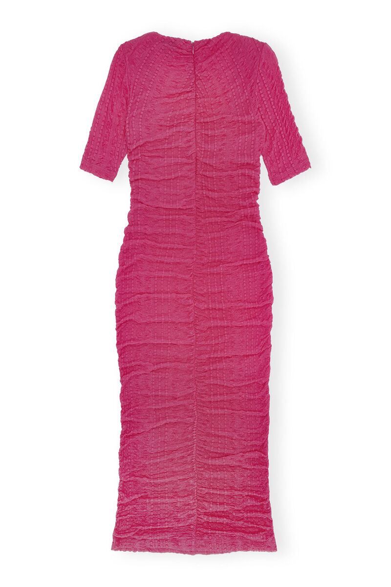 Stretch Lace Ruched Midi Dress, Elastane, in colour Love Potion - 2 - GANNI