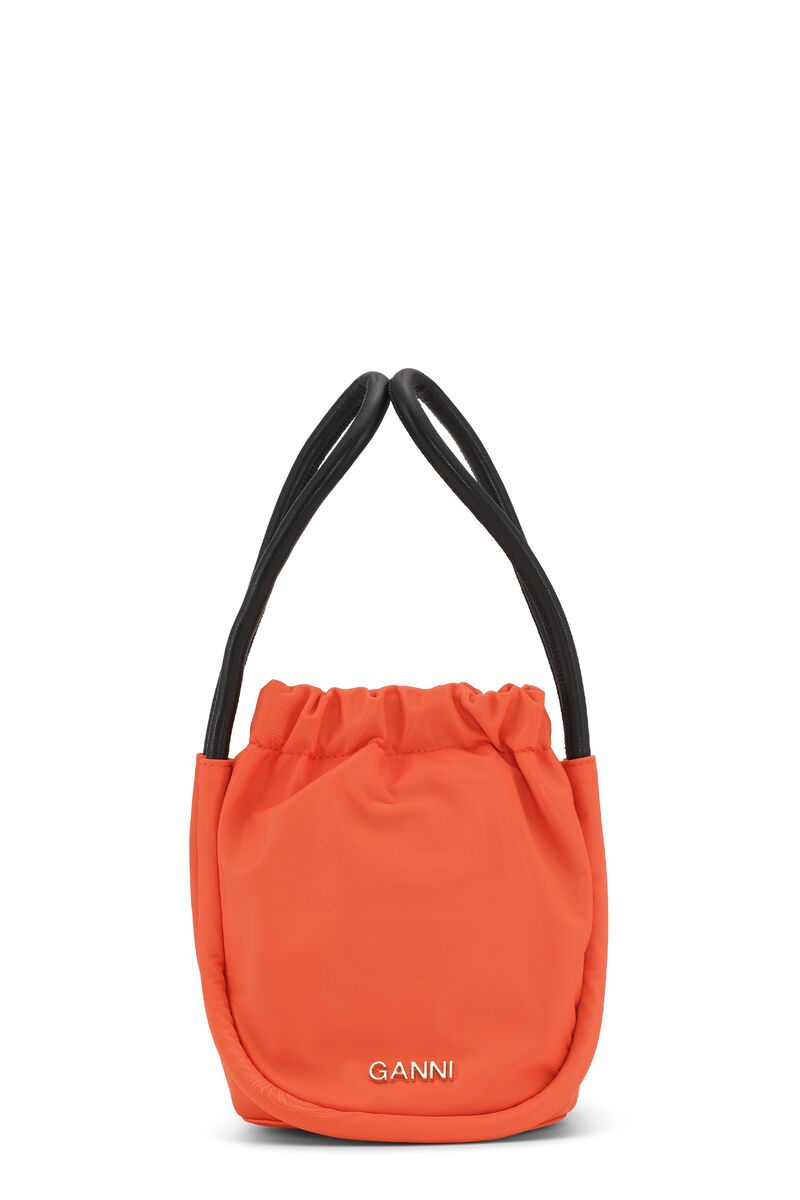 Knot Mini Purse, Recycled Leather, in colour Orangeade - 1 - GANNI