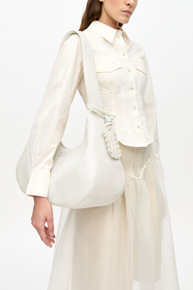 Ivory Medium Hobo Bag, Egret