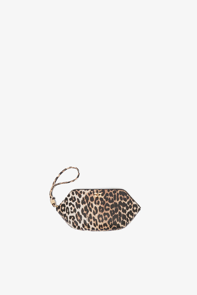 Bou Make Up Pouch in Grained Leopard, Almond Milk