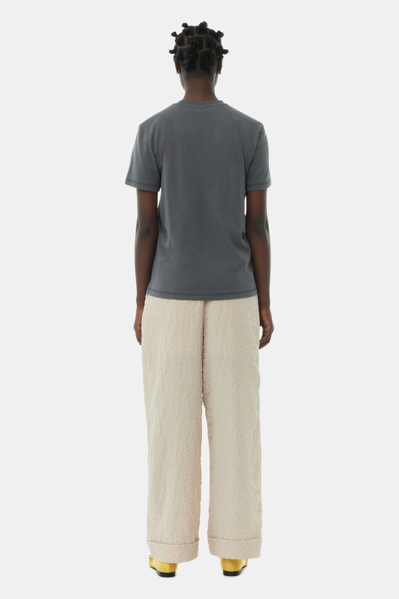 Grey Relaxed Loveclub T-shirt, Cotton, in colour Volcanic Ash - 4 - GANNI