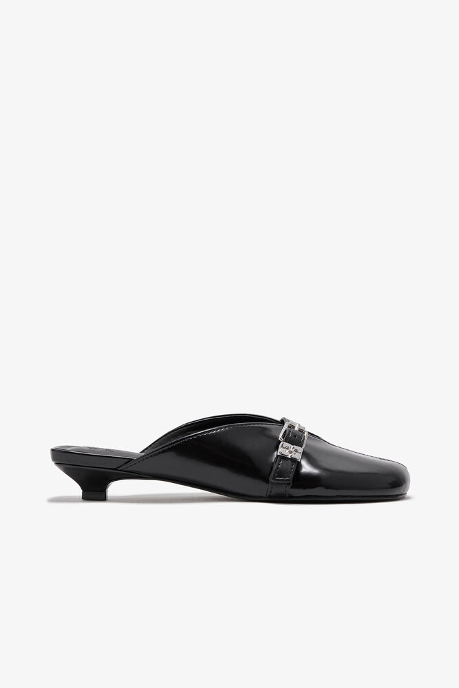 Black Kitten Heel Sue Mules, Black