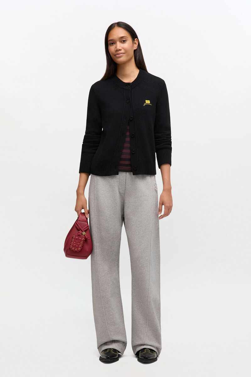 Wool Mix Cardigan, in colour Jet Black - 2 - GANNI