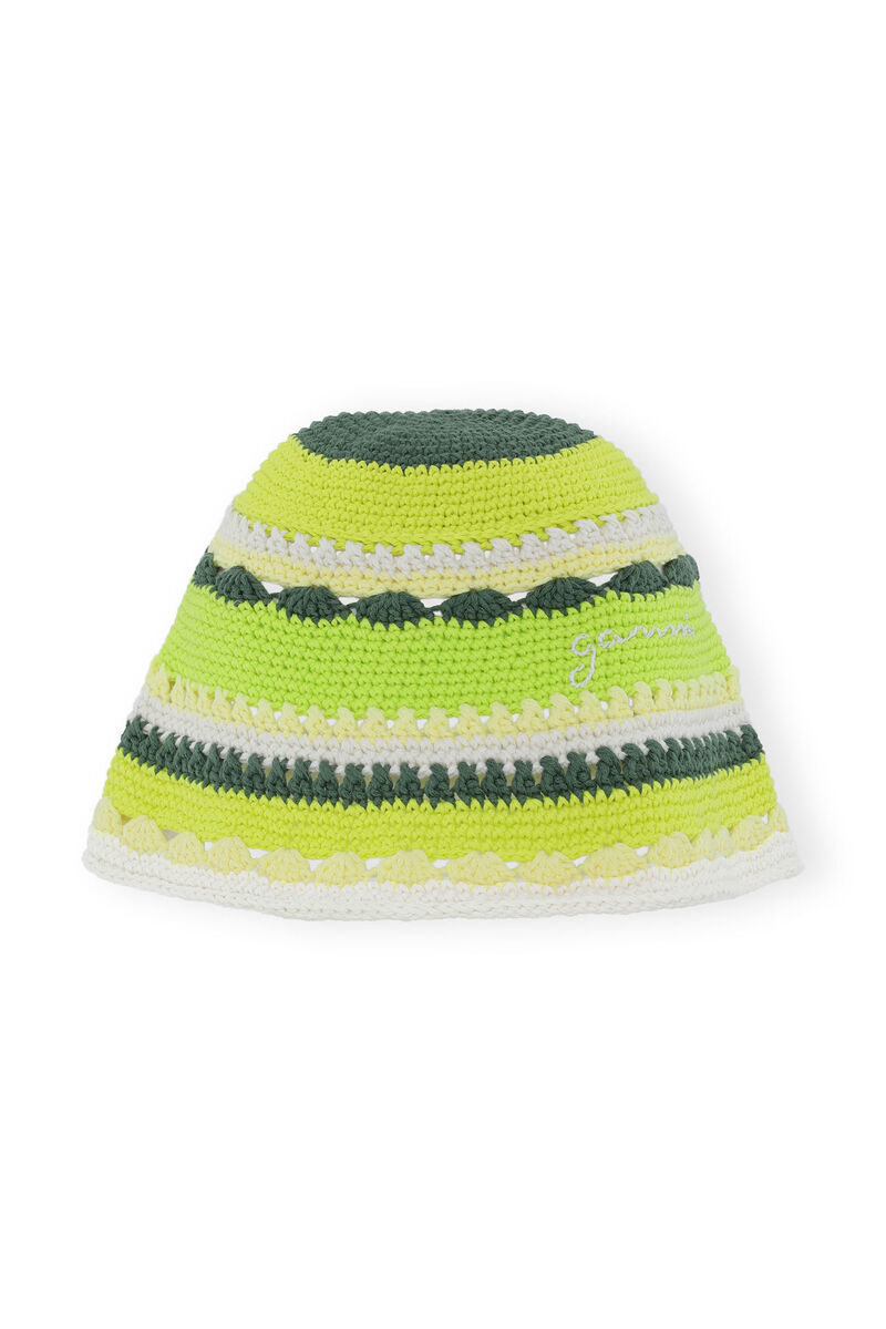 Cotton Crochet Bucket Hat, Cotton, in colour Tender Shoots - 1 - GANNI