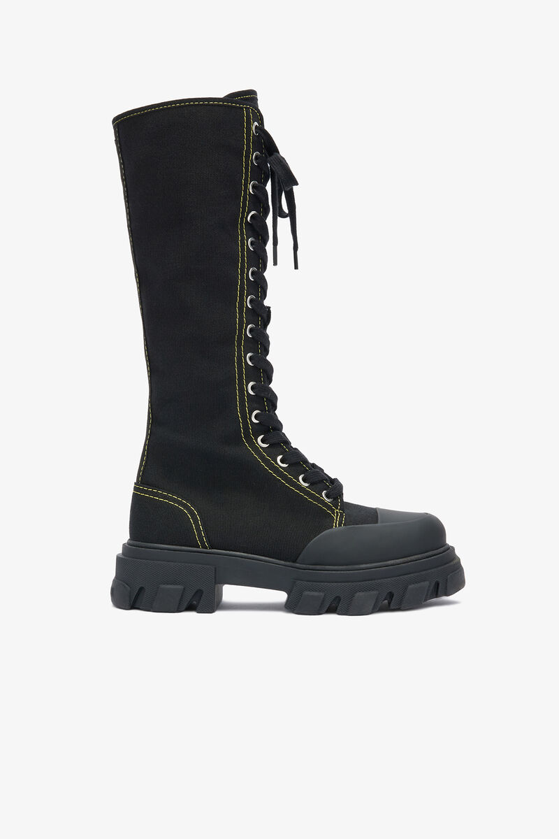 Trail Boots Tall in Black Canvas, Cotton, in colour Black - 1 - GANNI