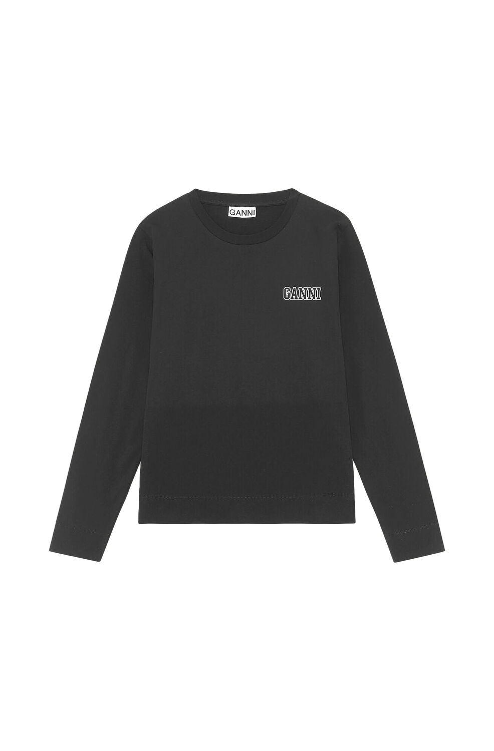 가니 티셔츠 Ganni Thin Software Jersey Long Sleeve T-shirt,Black