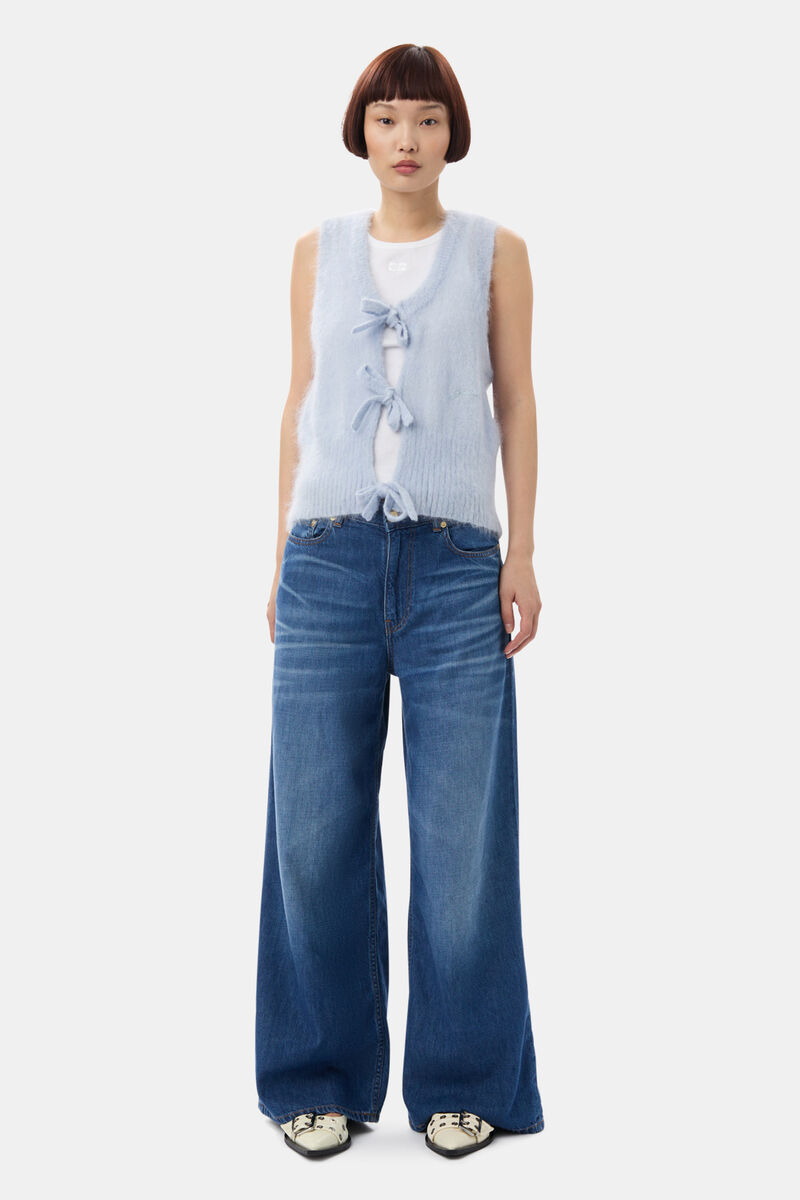 Heather Gilet Blue Mohair Tie String | GANNI FR