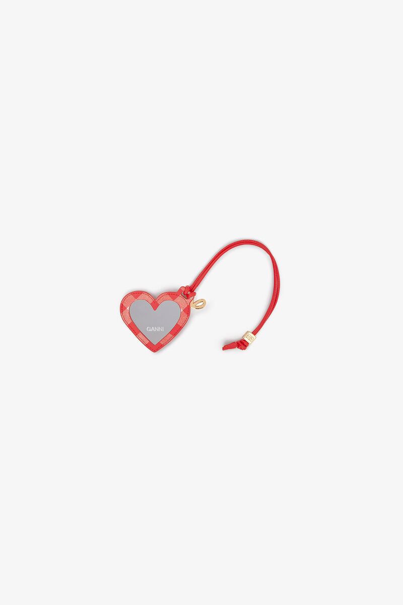 Red GANNI Bou Heart Mirror, Polyester, in colour Red Alert - 2 - GANNI