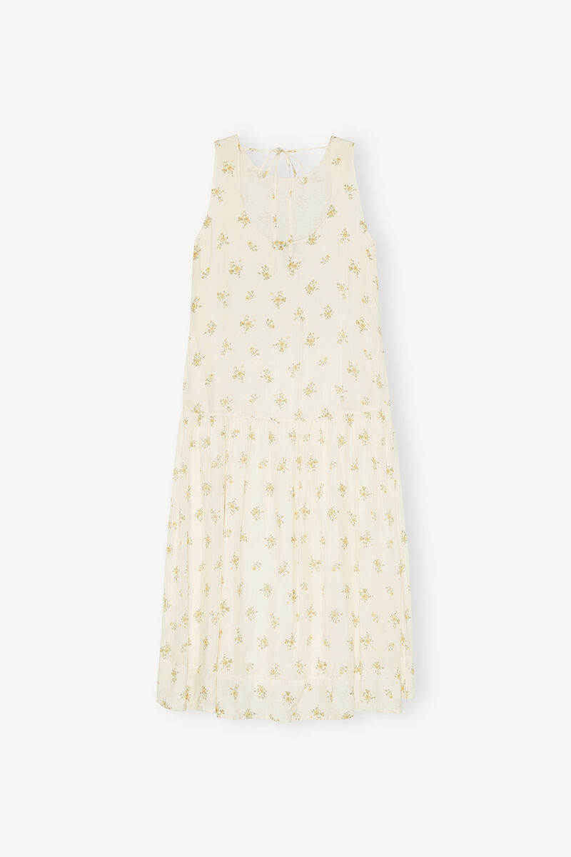 Robe blanche &agrave; fleurs, Viscose, in colour Antique White - 2 - GANNI