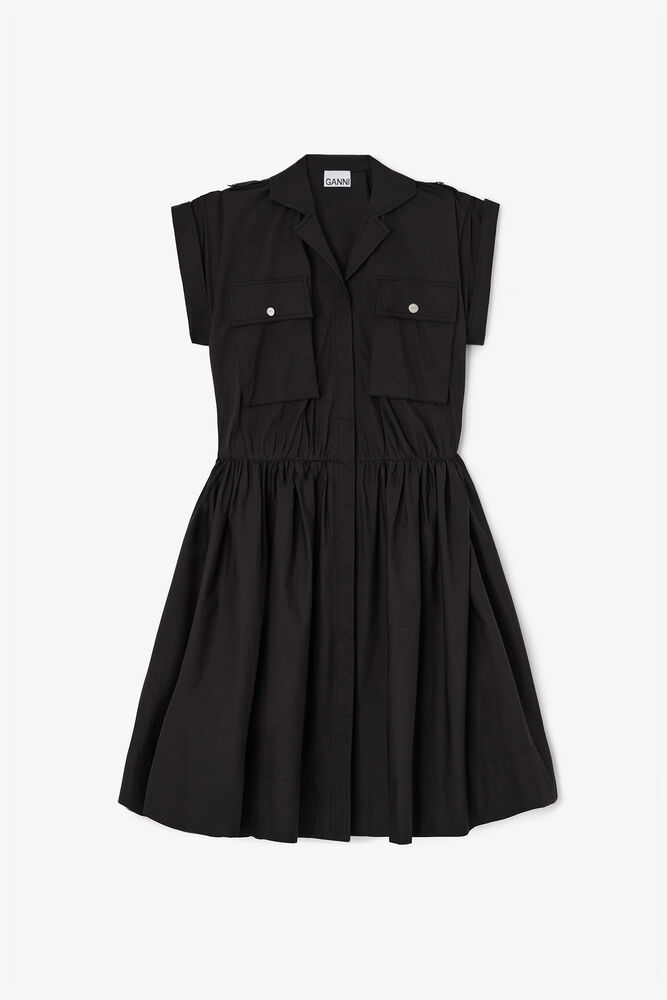 Dress in Grey Cotton, Black