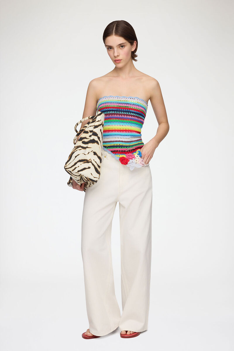 ストライプクロシェ スカーフ, Organic Cotton, in colour Multicolour - 2 - GANNI