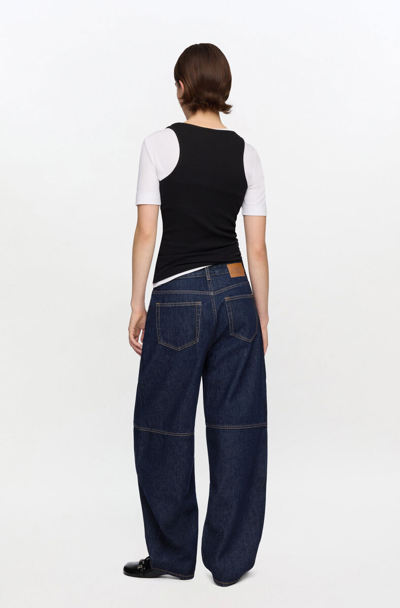 Jeans fonc&eacute;s d&eacute;lav&eacute;s Stary, Organic Cotton, in colour Rinse - 2 - GANNI