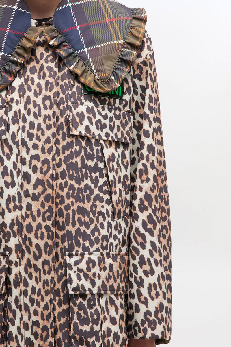 Long Coat in Leopard, Recycled Polyester, in colour Leopard - 3 - GANNI