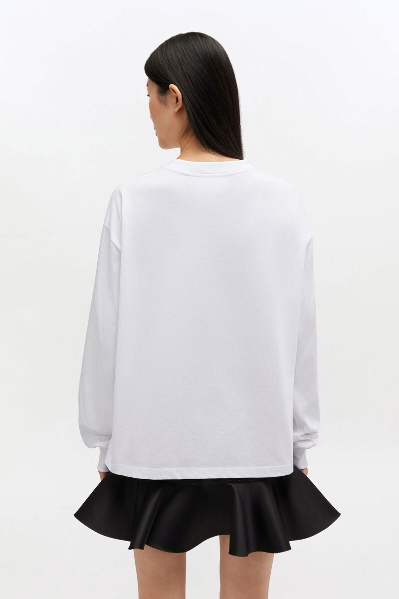 Long-sleeve Fruit T-shirt, Organic Cotton, in colour Bright White - 3 - GANNI