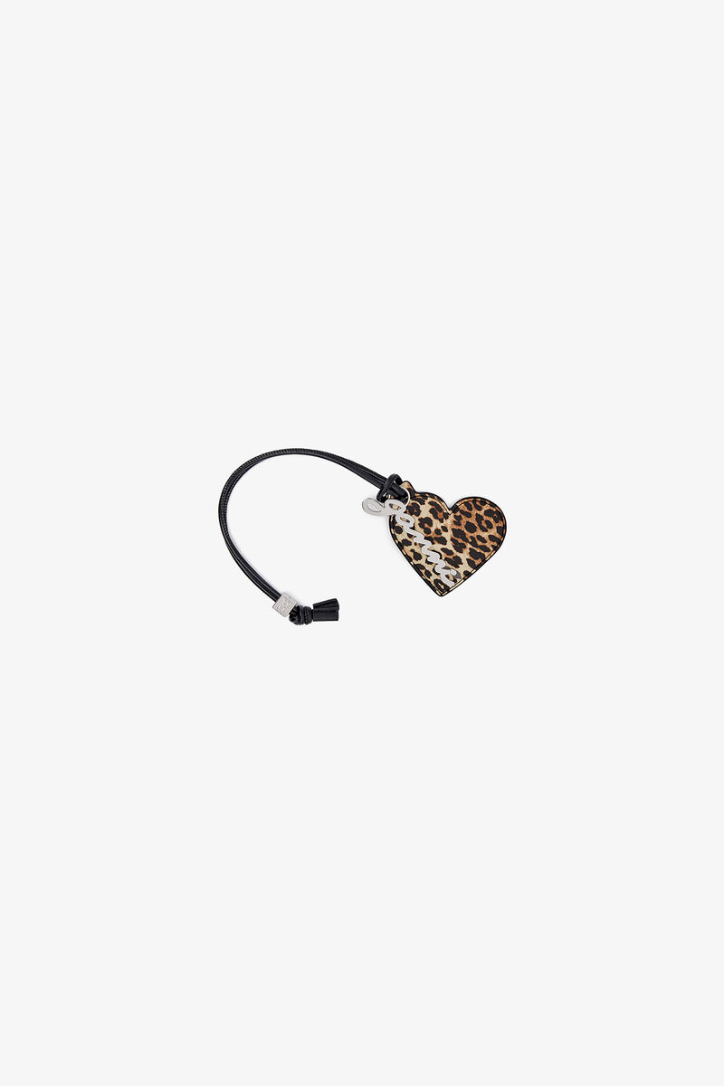 Leopard Print GANNI Bou Heart Mirror, Polyester, in colour Leopard - 2 - GANNI