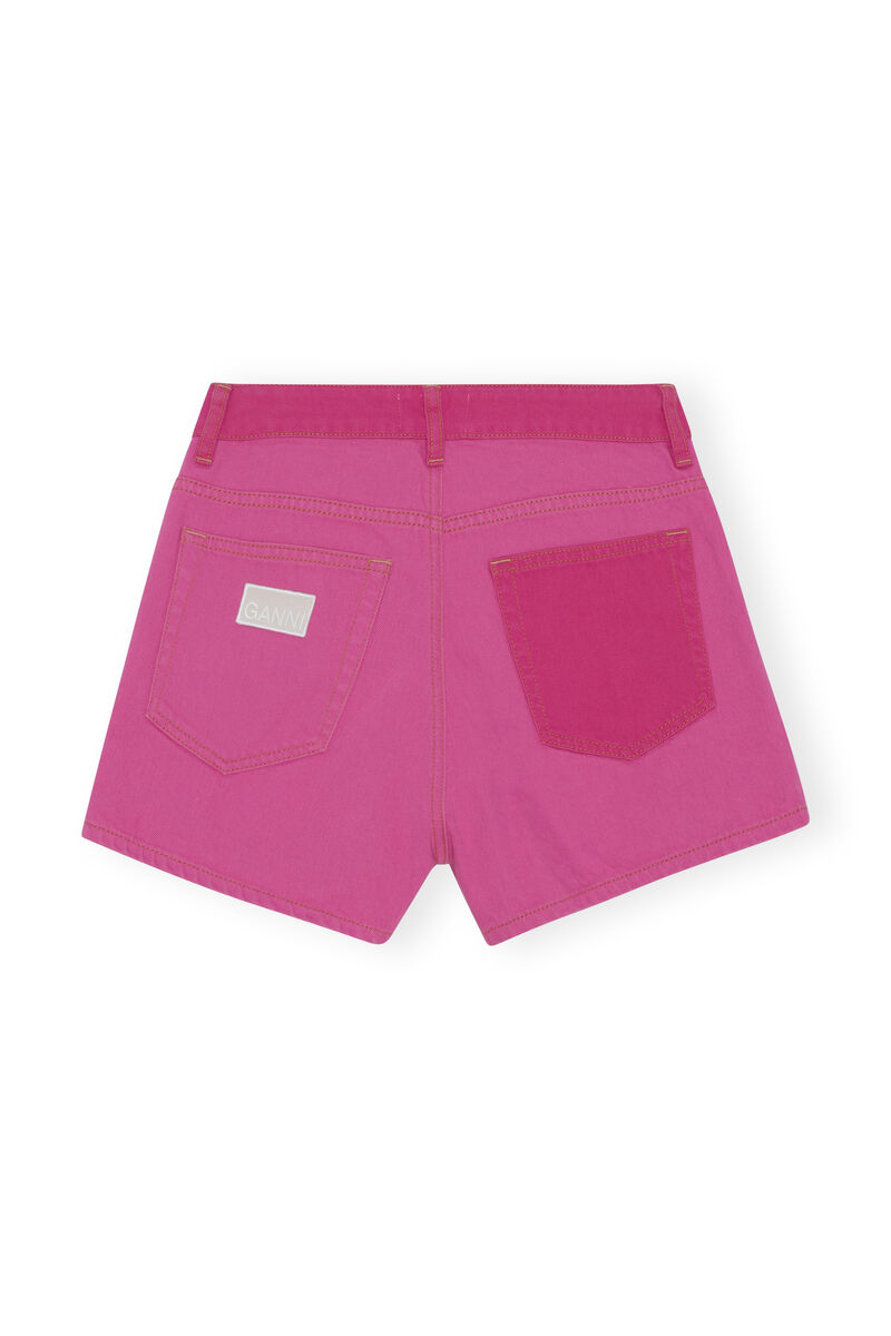 Mini Denim Shorts, Cotton, in colour Phlox Pink - 2 - GANNI
