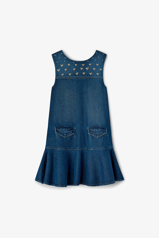 Kl&auml;nning i denim med nitar, Khaki