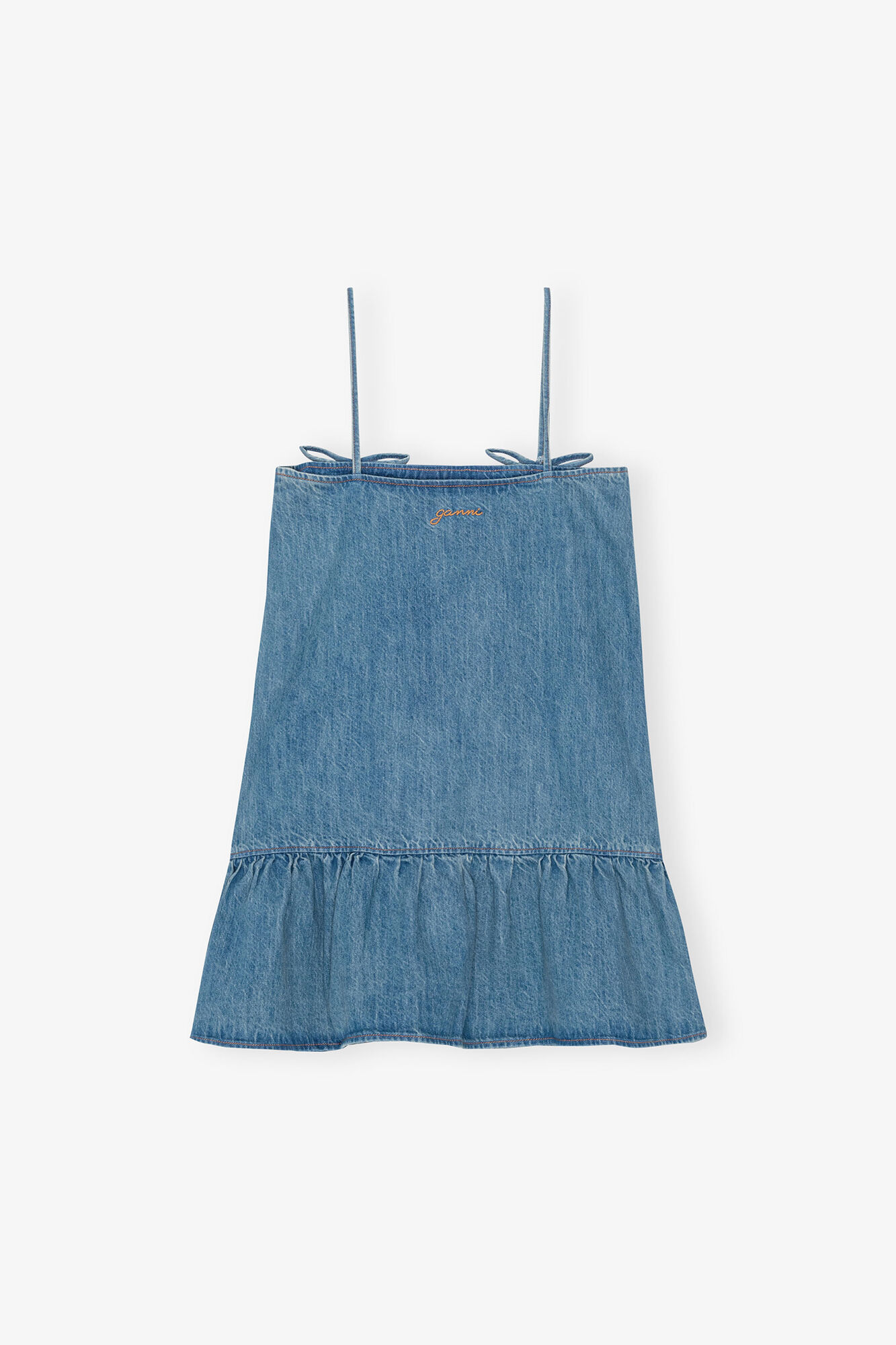 Tint Denim Mini Dress, Organic Cotton, in colour Tint Wash - 2 - GANNI