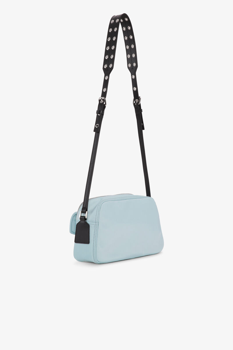 Blue Recycled Nylon Camera Bag, Nylon, in colour Icy Blue - 2 - GANNI